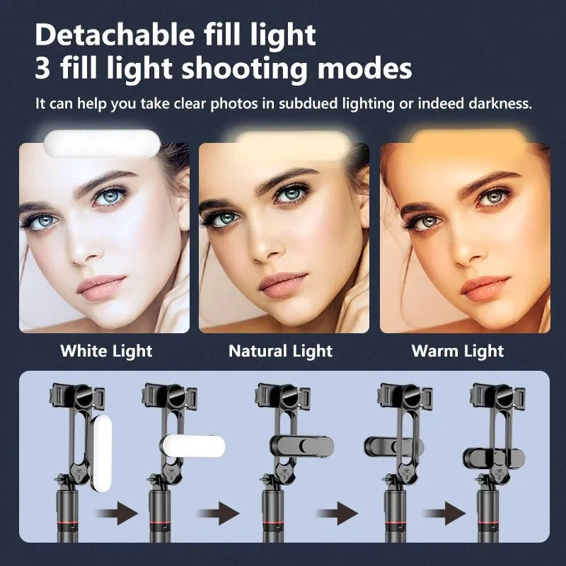 Portable Selfie Stick Phone Tripod with LED