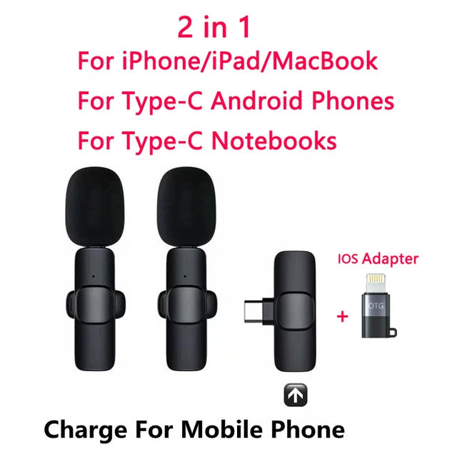 Bluetooth Lavalier Wireless Microphone Filming Pack