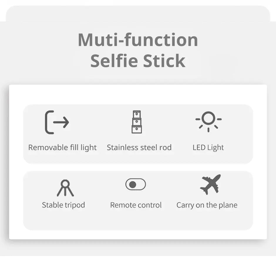 Portable Selfie Stick Phone Tripod with LED