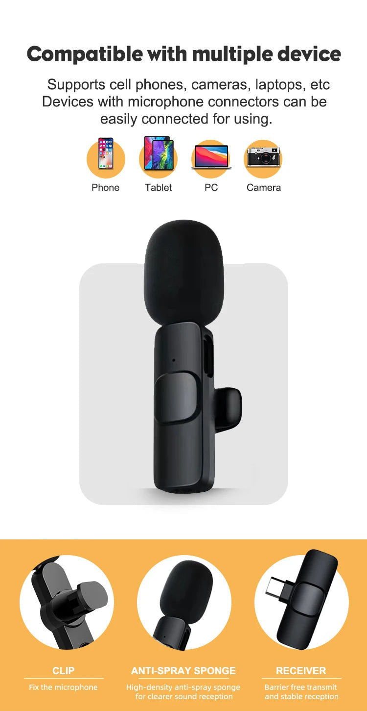 Bluetooth Lavalier Wireless Microphone Filming Pack