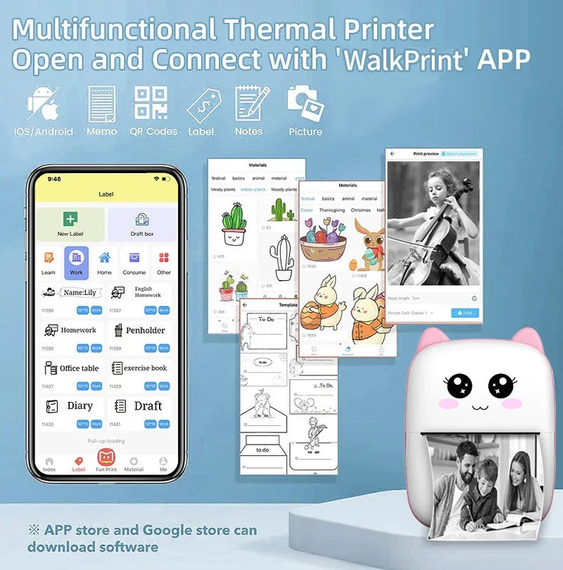 Portable Mini Printer - with printing paper